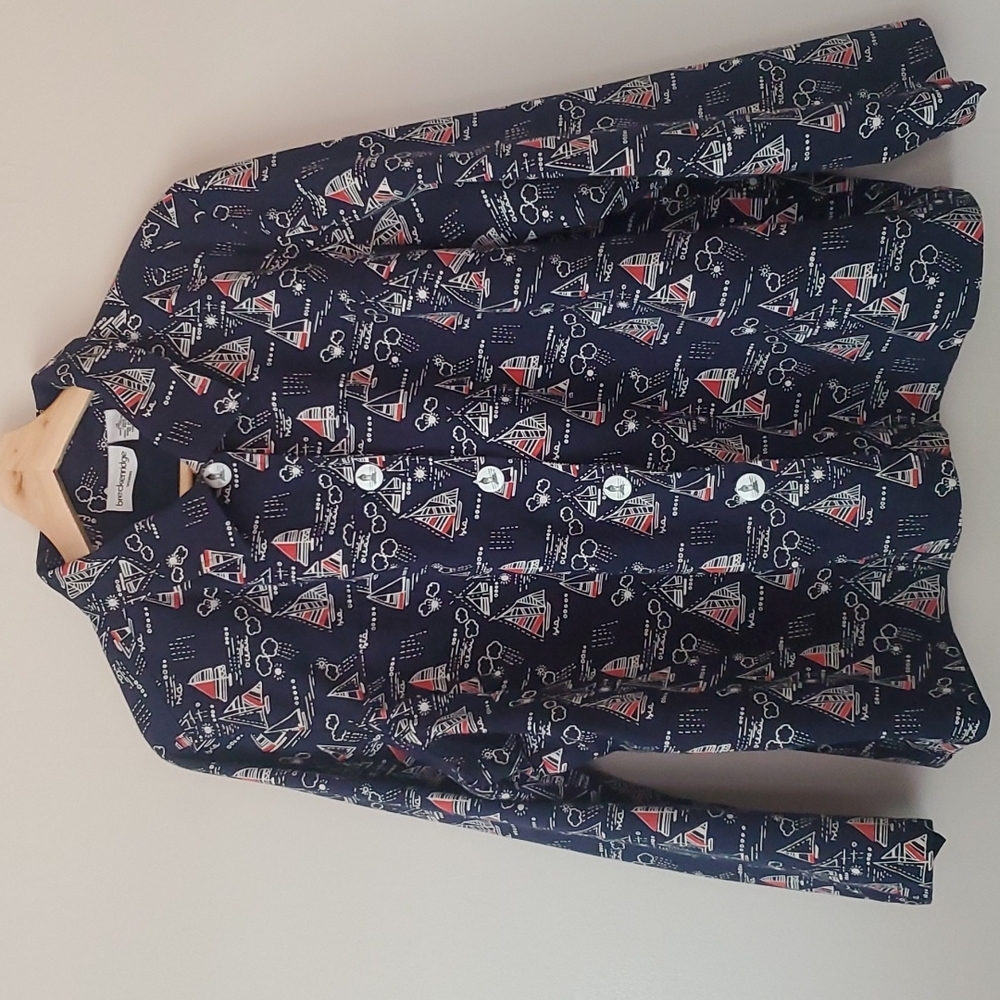 Breckenridge Blue Sailboat Novelty Cotton Blaze Jacket 1X